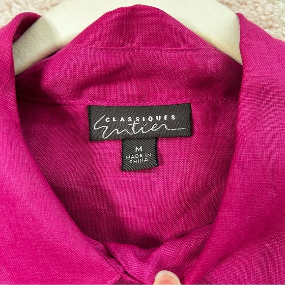 NWT Classiques Entier Fuchsia Long Line Shirt Tunic Size Medium 100% Linen - Picture 3 of 14